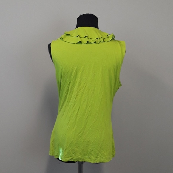 EVAN Picone green ruffled mock wrap top size L - Picture 4 of 7